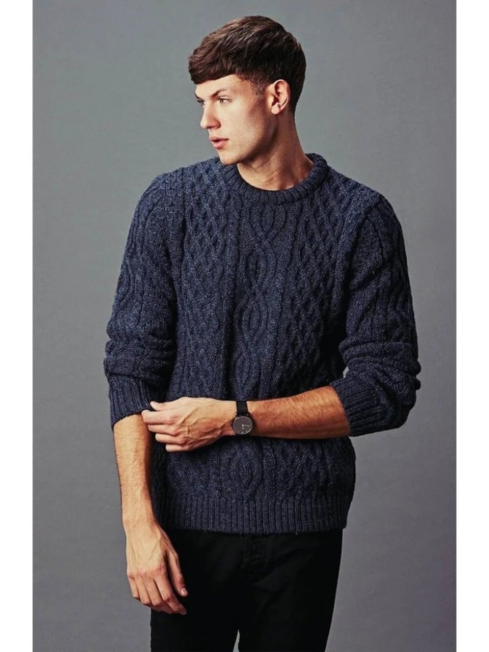 Paul James Blue British Wool Cable Sweater/2318